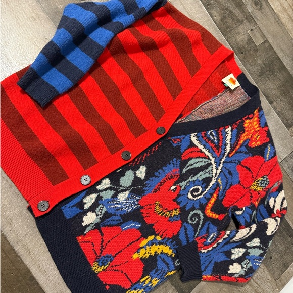 Farm Rio Forest Striped Cardigan Patchwork Floral Knit Sweater Womens S - Picture 4 of 12